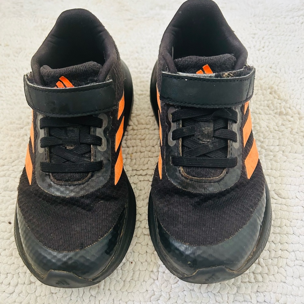 Adidas Black and Orange Athletic Sneakers with Velcro Straps